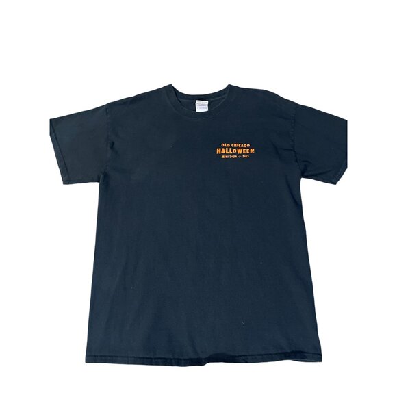 Gildan 2013 Old Chicago Apocalypse T-Shirt Unisex L Used Black Orange Halloween - Picture 13 of 14